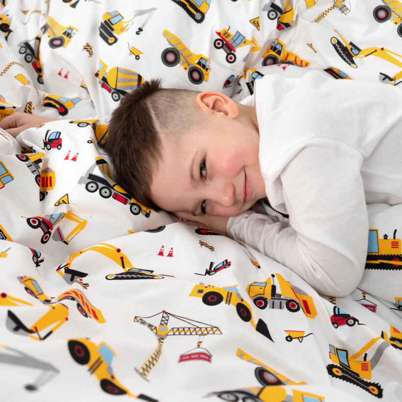 Kinder - Bettwäsche aus Baumwolle - Lastwagen und Bagger
