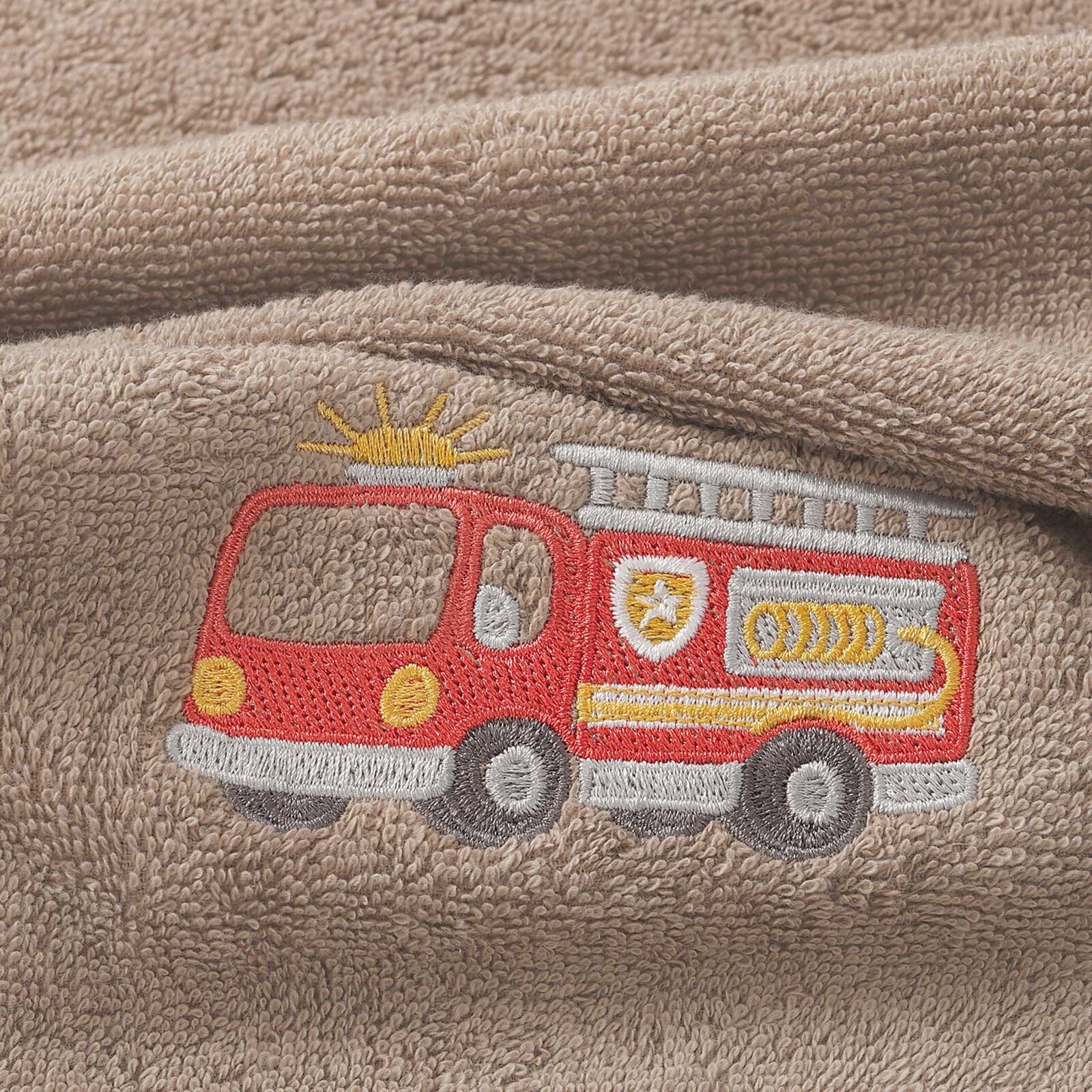 Kinder-Frottierhandtuch - Feuerwehr auf Braun