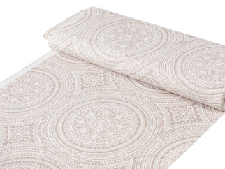 Dekorační látka VERONA - vzor velké mandaly na režném - šířka 140 cm