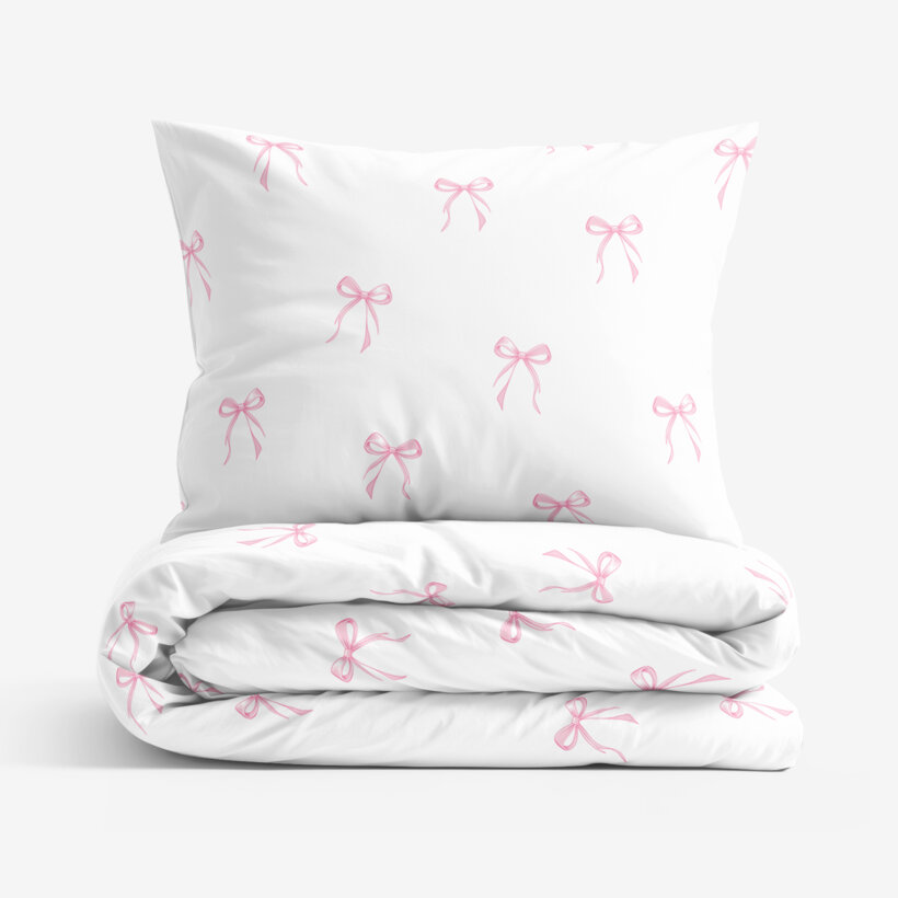 Bettwäsche aus Baumwolle - rosa Schleifen