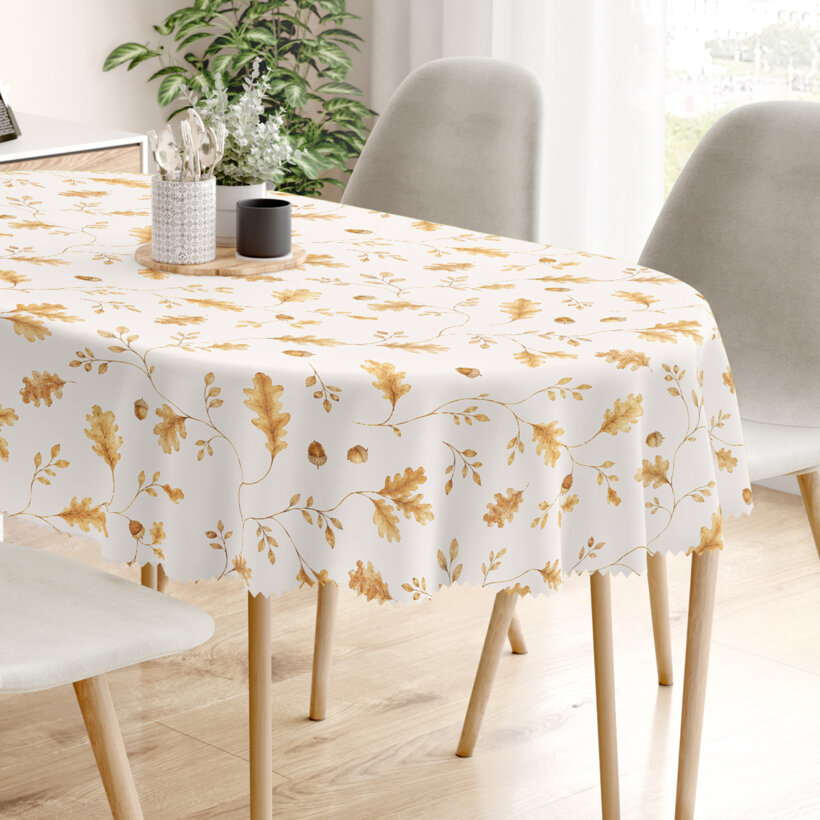Ovale Tischdecke Teflon - Eichenblätter
