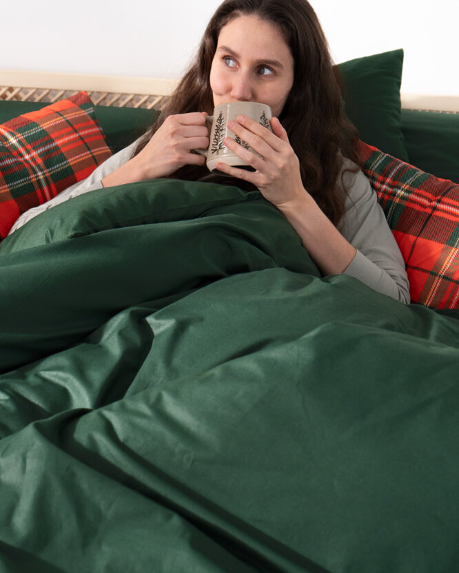 Weihnachtlich Bettwäsche aus Baumwolle - dunkelgrün