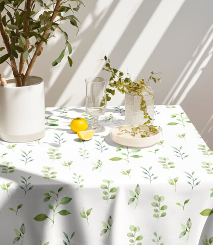 Eckige Tischdecke Teflon - Eukalyptusblätter