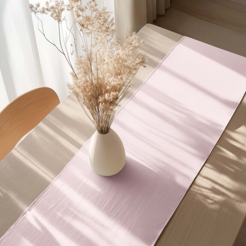Tischläufer aus Leinenmischung - puderrosa