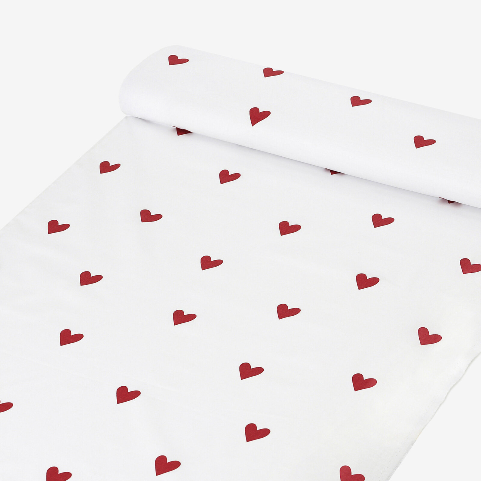 Baumwollstoff - Rote Herzchen auf Weiß