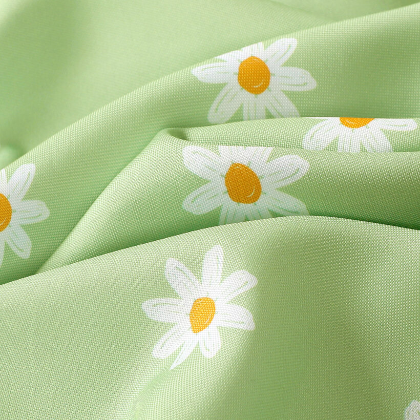 Teflonstoff für Tischdecken - Margeriten auf Grün