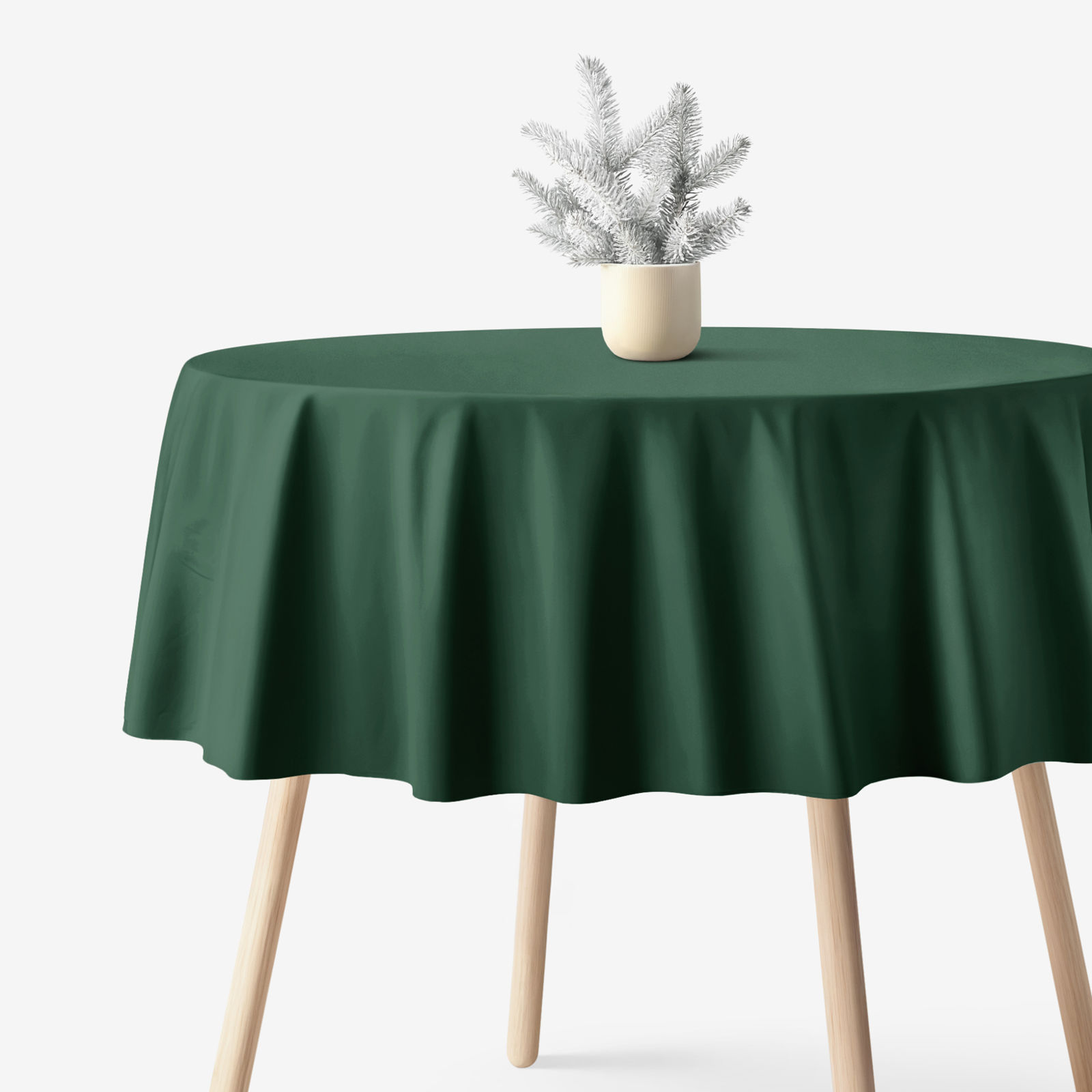 Runde Weihnachts-Tischdecke 100% Baumwolle - dunkelgrün