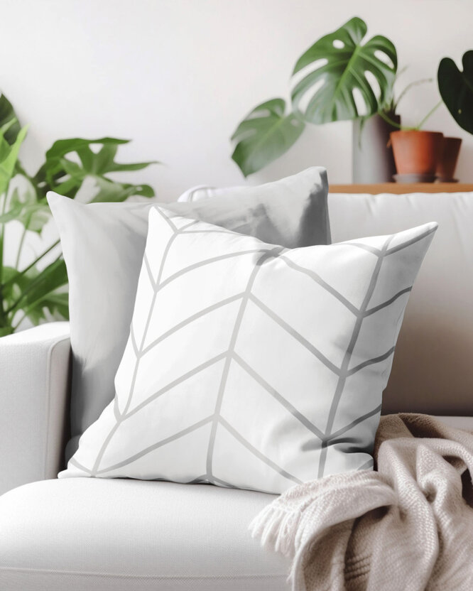 Kissenbezug aus Baumwolle - Zickzack auf Weiß