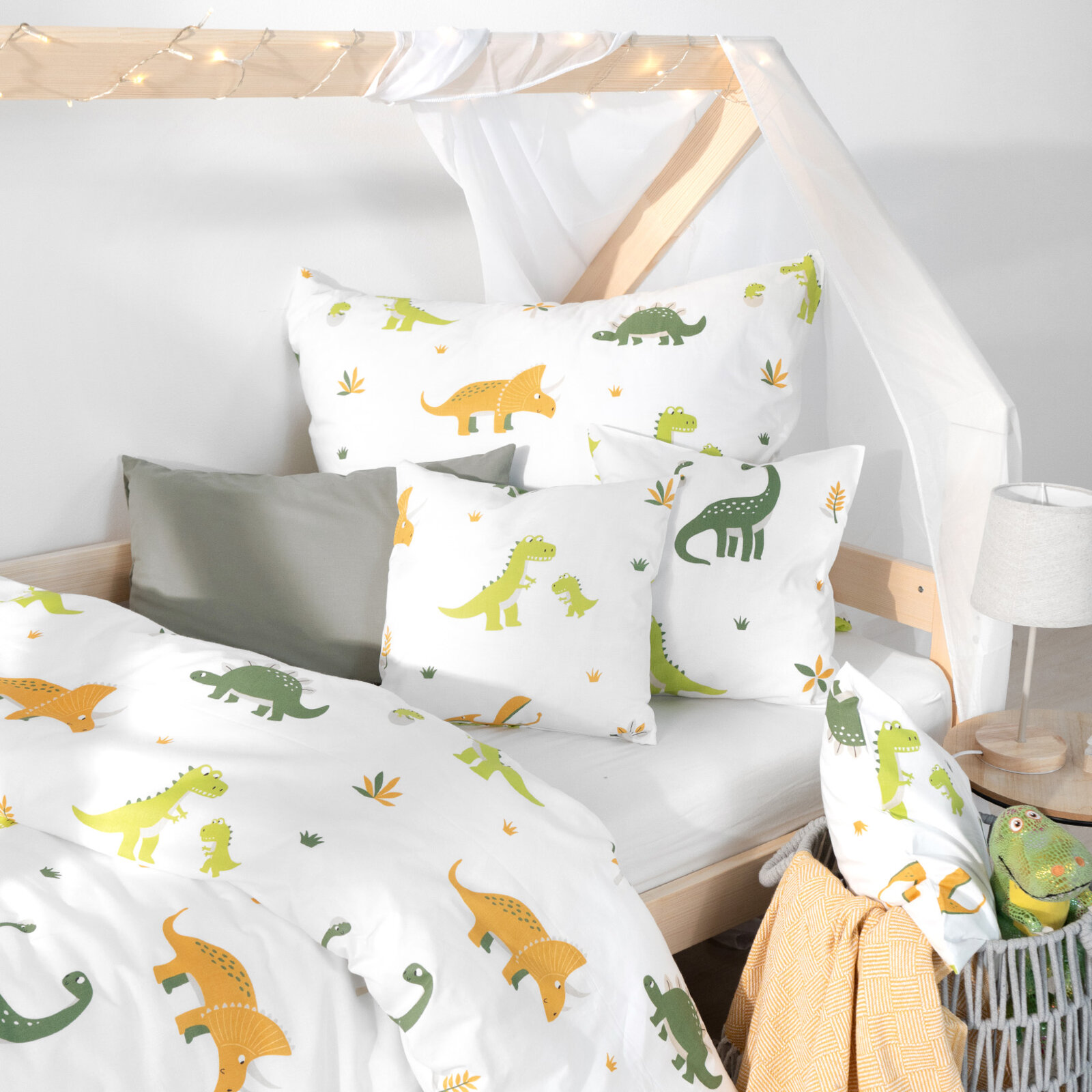 Kinder - Bettwäsche aus Baumwolle - Dino Abenteuer