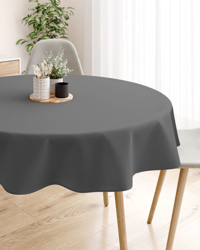Runde Tischdecke 100% Baumwolle - dunkelgrau