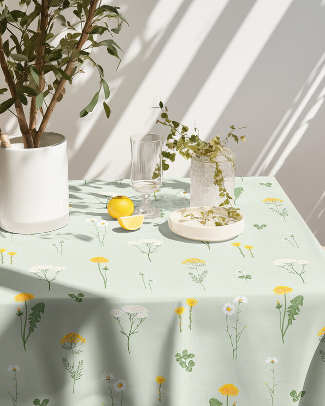 Eckige Tischdecke 100% Baumwolle - Grüne Wiese