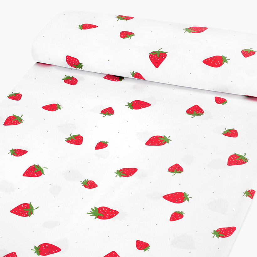 Baumwollstoff - frische Erdbeeren