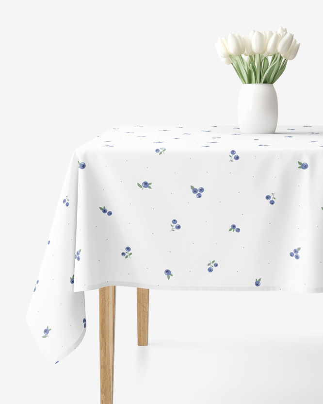 Eckige Tischdecke 100% Baumwolle - Heidelbeeren