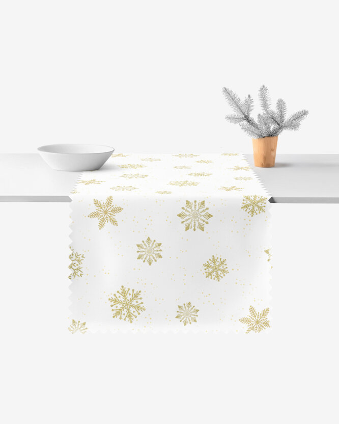 Weihnachtlicher Teflon-Tischläufer - Goldene Schneeflocken