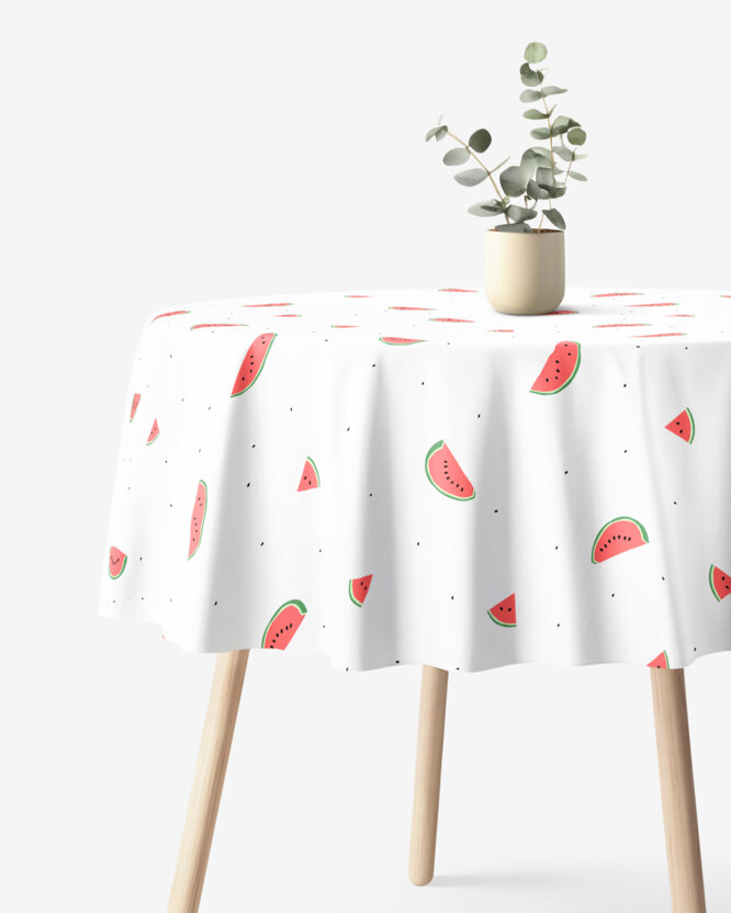 Runde Tischdecke 100% Baumwolle - Melone