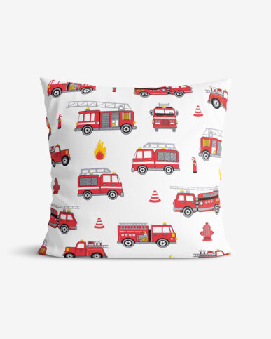 Kinder-Kissenbezug aus Baumwolle - Feuerwehrfahrzeuge
