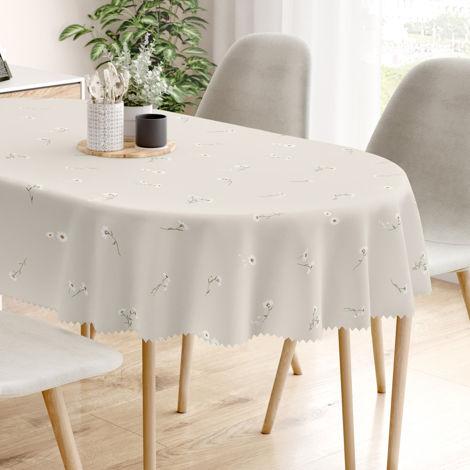 Ovale Tischdecke Teflon - Gänseblümchen