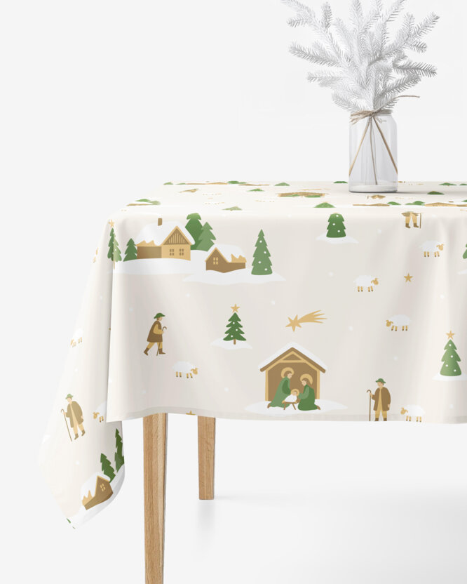 Eckige weihnachtliche Tischdecke 100% Baumwolle - Weihnachtslieder