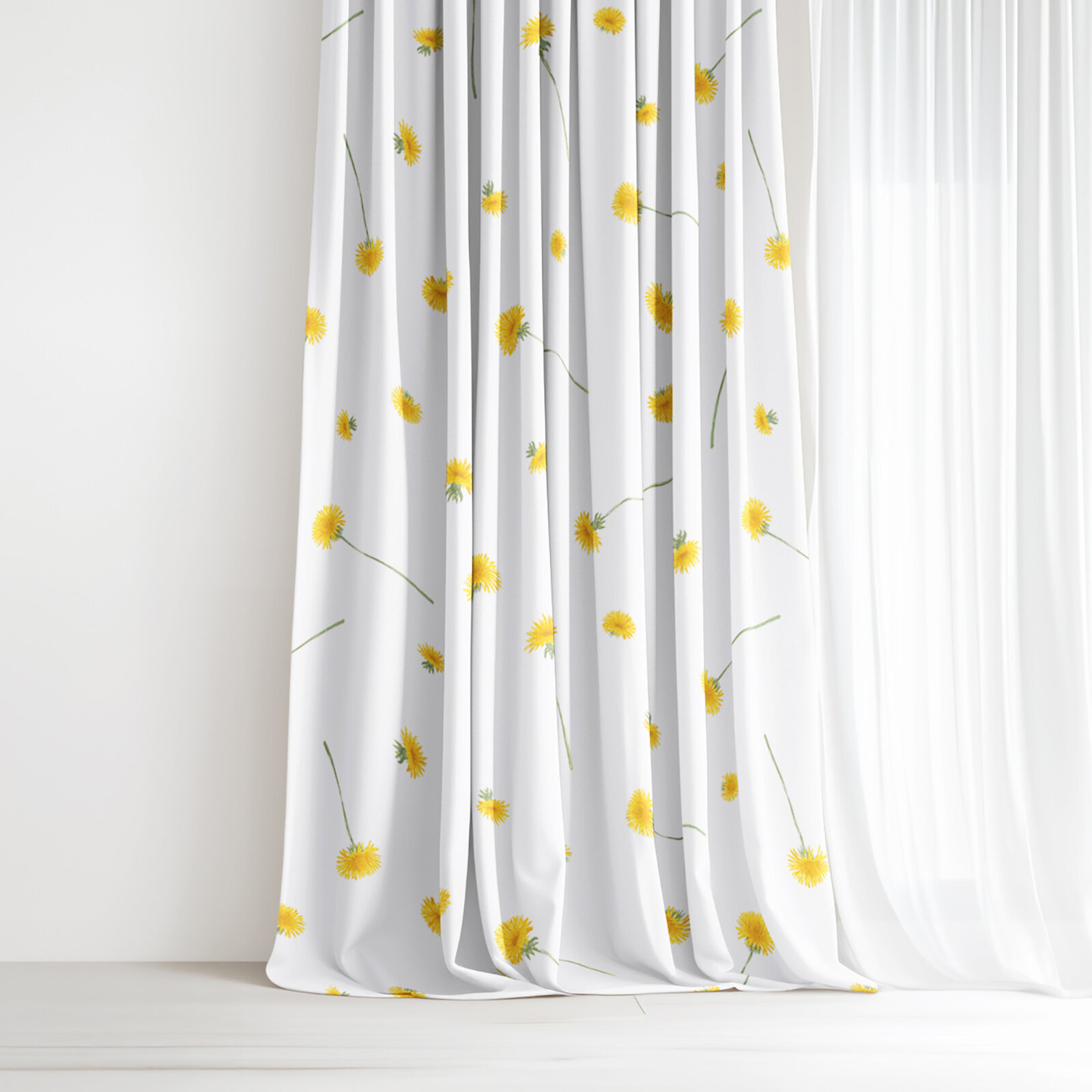 Vorhang aus Baumwolle - Löwenzahn