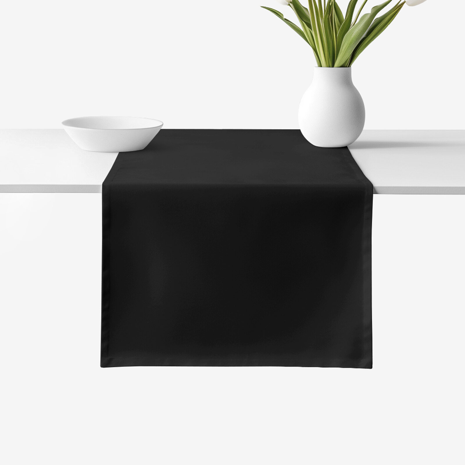 Tischläufer aus 100% Baumwolle - schwarz