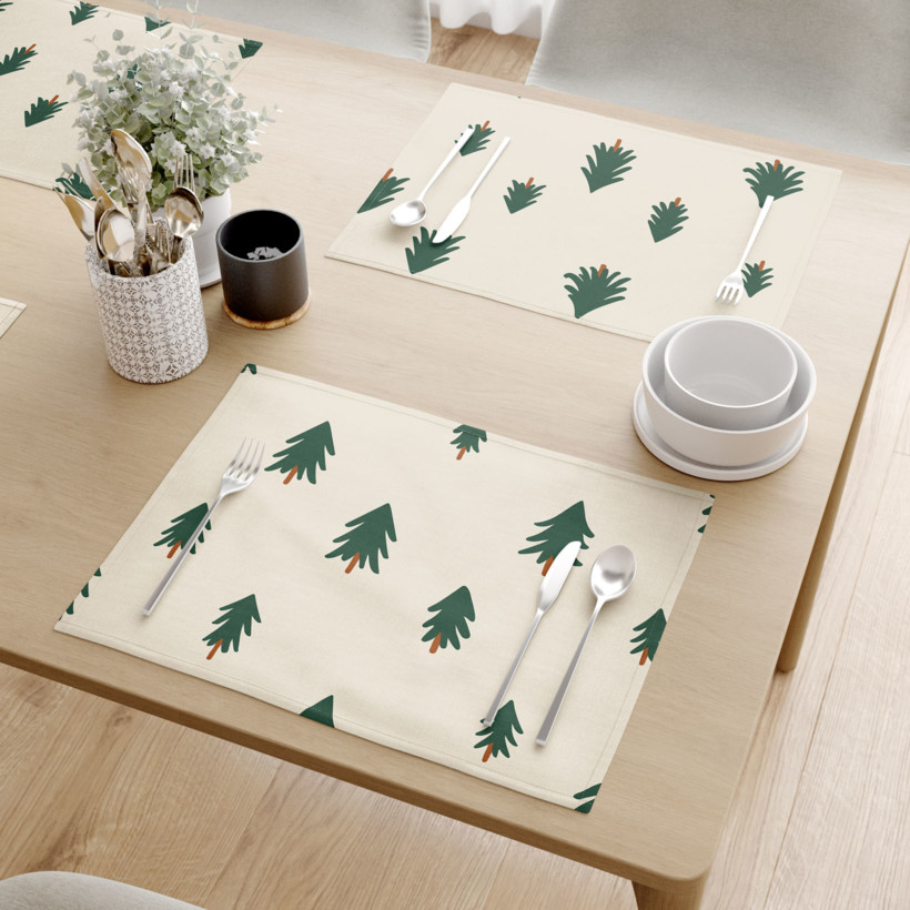 Prostírání na stůl 100% bavlněné plátno - Stromečky na režném - sada 2ks