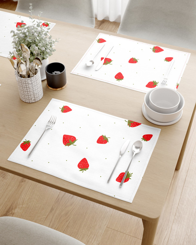Tischset 100% Baumwolle - frische Erdbeeren - 2 Stück