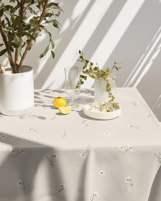 Eckige Teflon-Tischdecke - Gänseblümchen