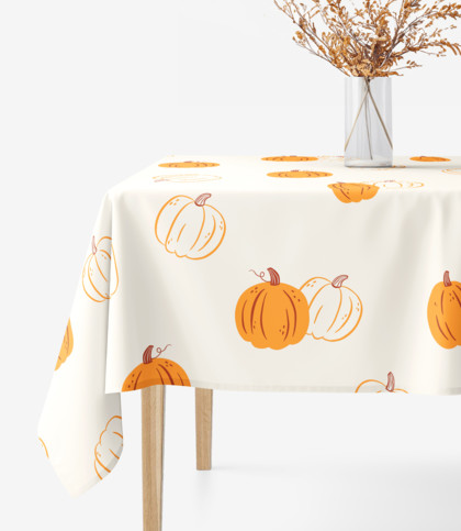 Eckige  Tischdecke 100% Baumwolle - Herbstkürbis