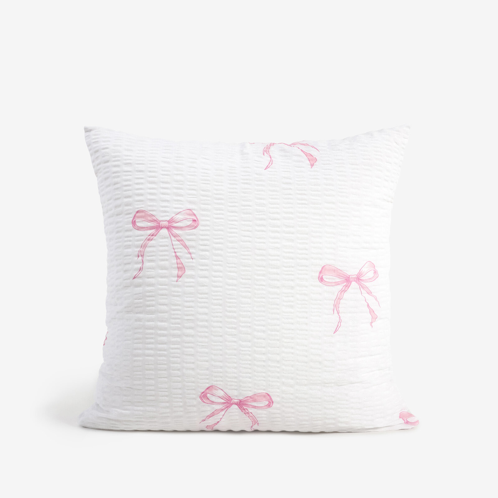 Seersucker-Kissenbezug - rosa Schleifen
