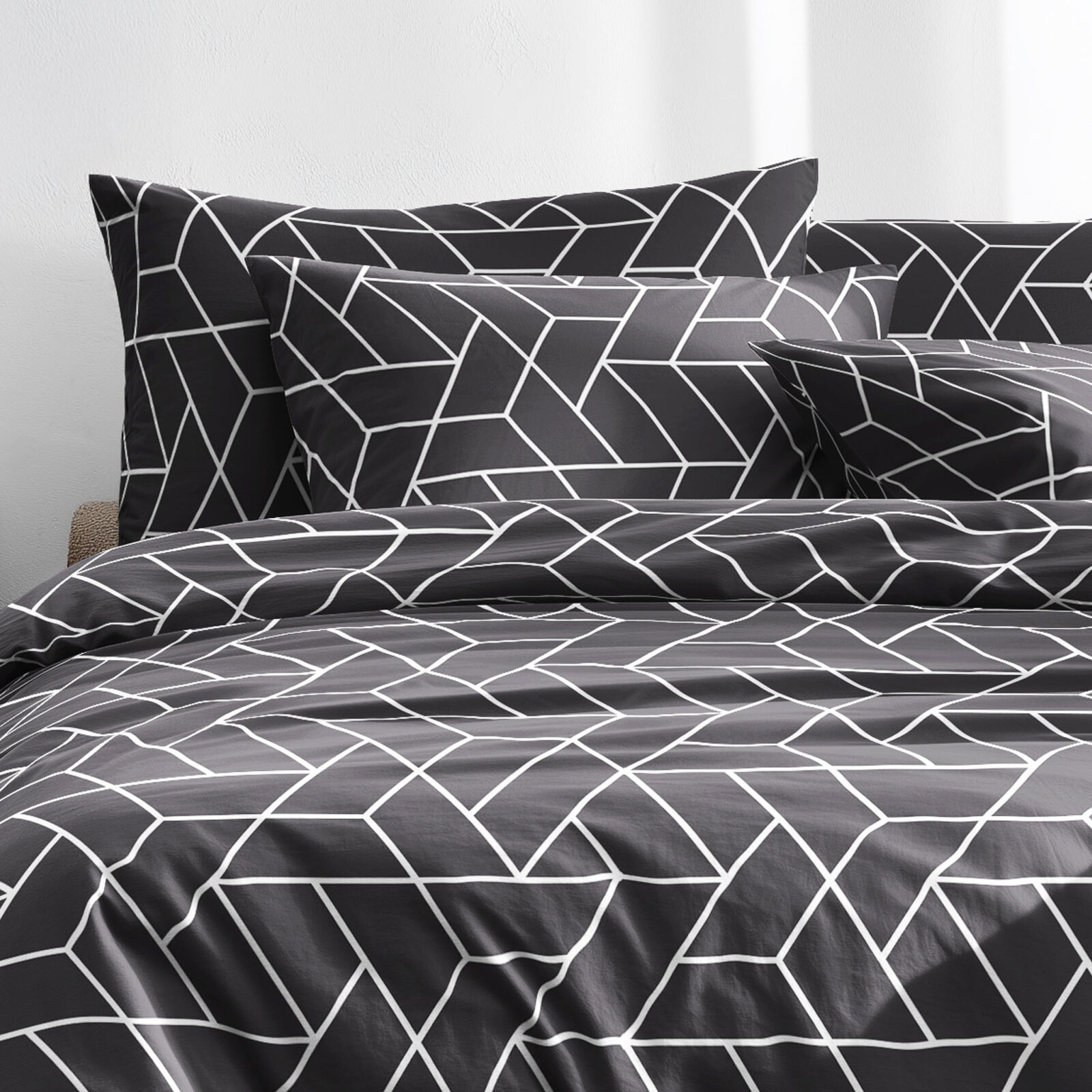 Bettwäsche aus Baumwolle - Mosaik auf Dunkelgrau