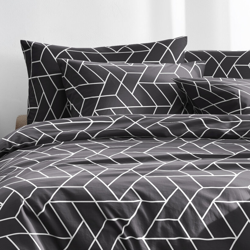 Bettwäsche aus Baumwolle - Mosaik auf Dunkelgrau