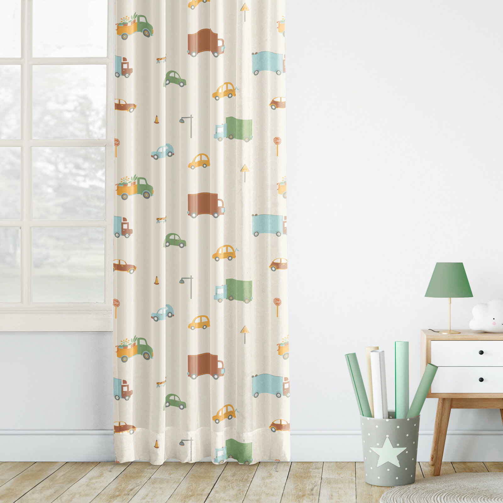 Vorhang aus Baumwolle Kindermotive - Welt der Autos