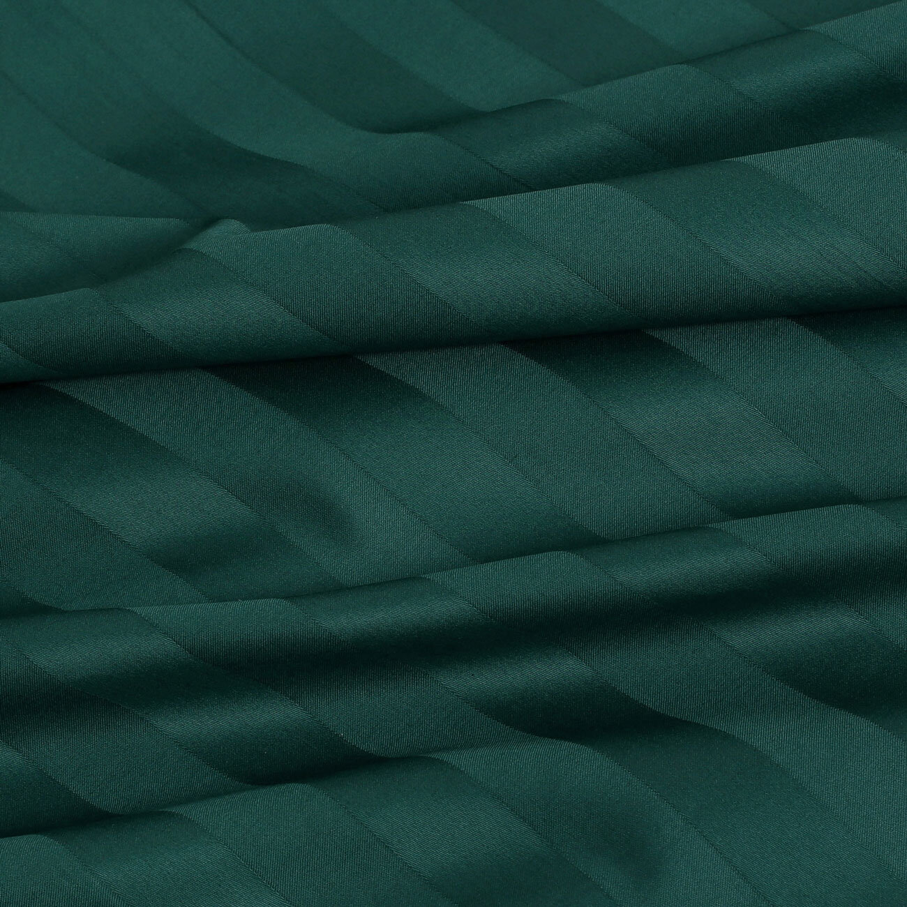 Festliche eckige Damast-Tischdecke - dunkelgrüne Streifen mit Satin-Glanz