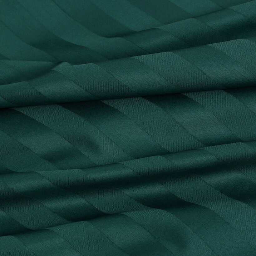 Festliche eckige Damast-Tischdecke - dunkelgrüne Streifen mit Satin-Glanz