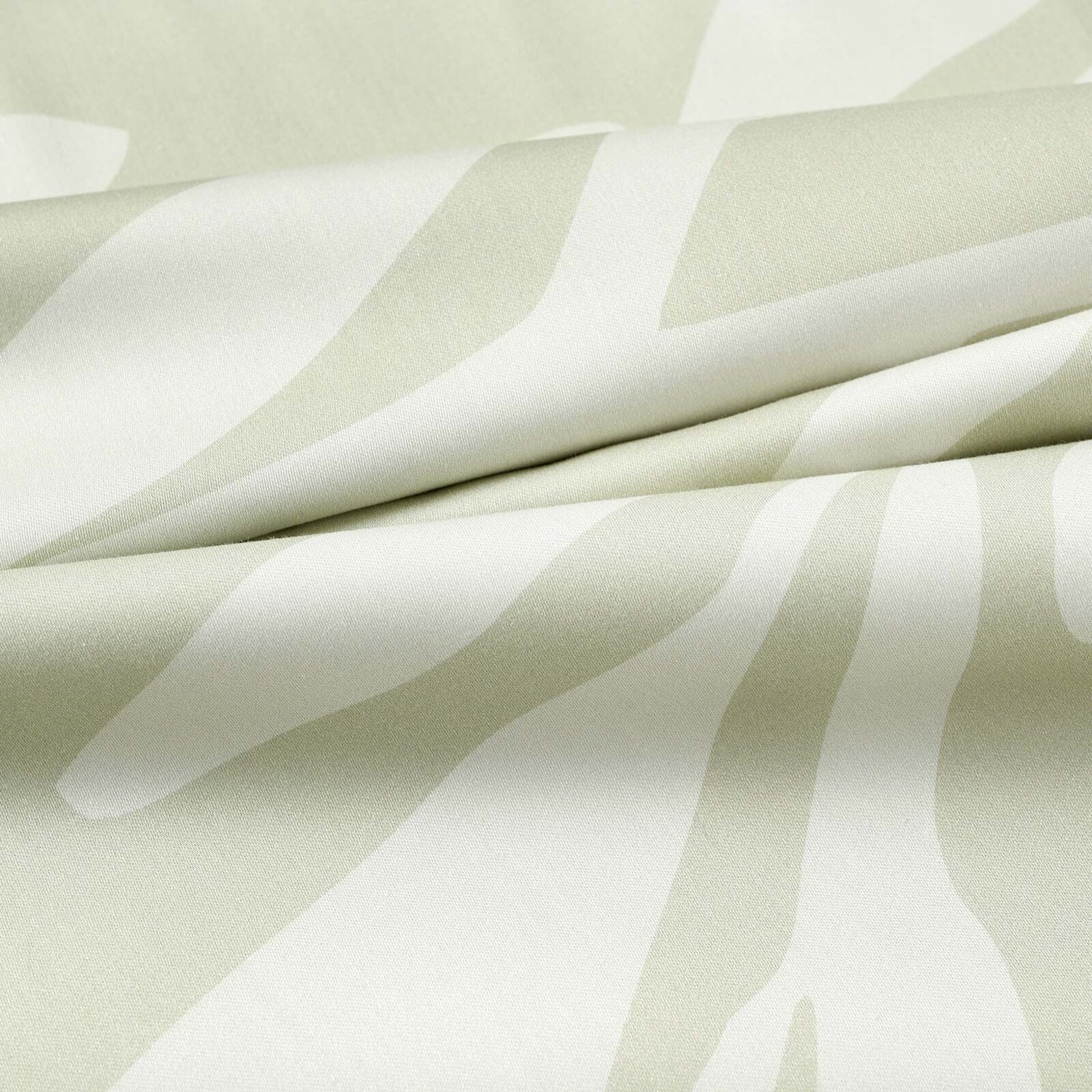 Mako-Satin - Abstrakte Blätter auf Pastellgrün