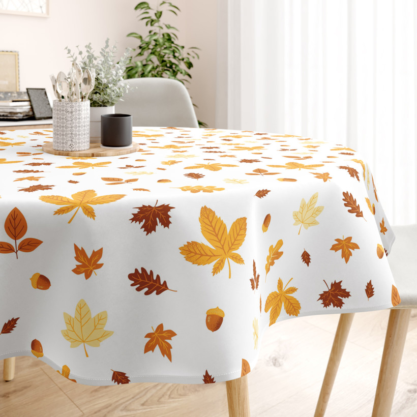 Runde Tischdecke 100% Baumwolle - Herbstblätter