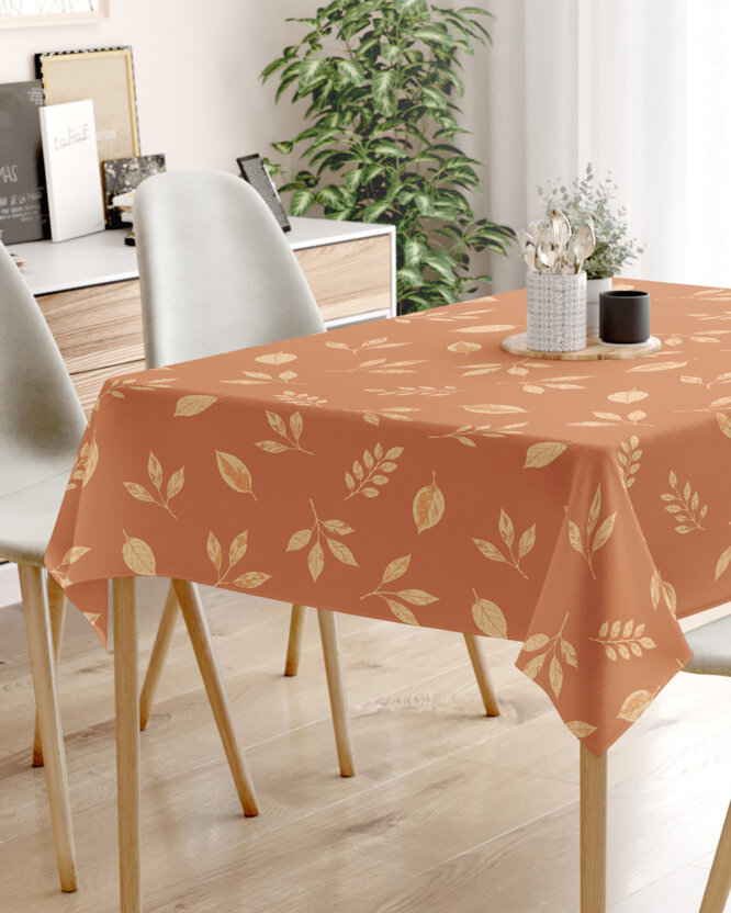 Eckige Tischdecke 100% Baumwolle - Orange Herbstblätter