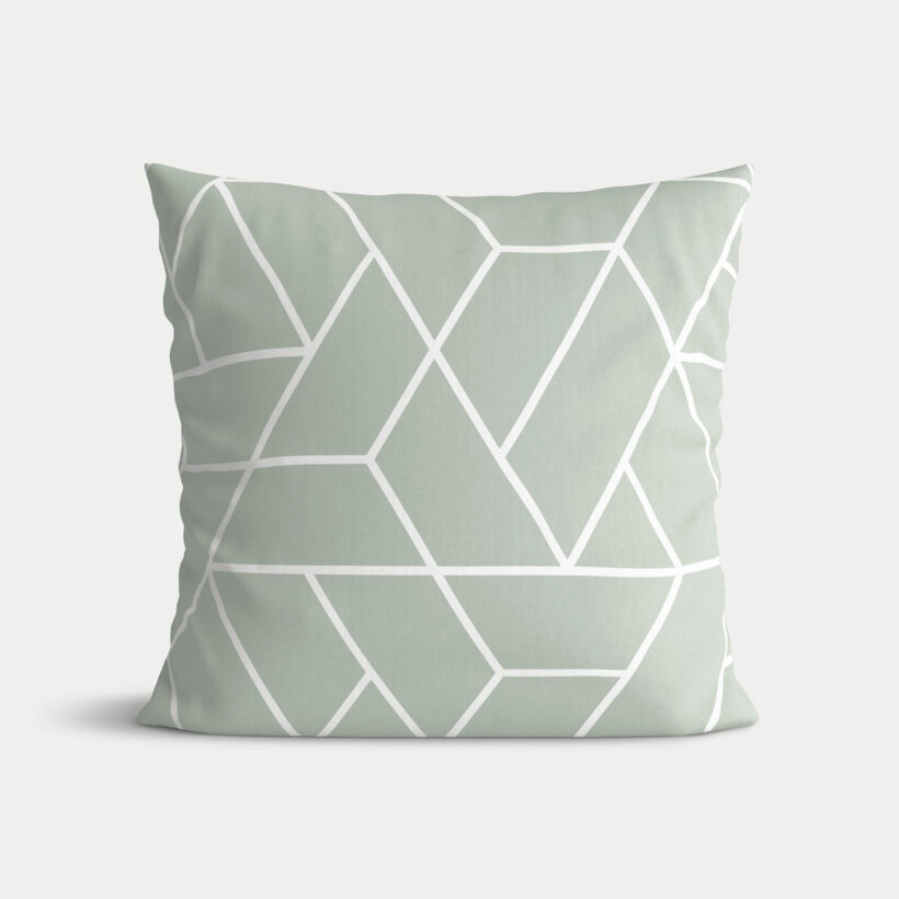 Kissenbezug aus Baumwolle - Mosaik auf Salbeigrün