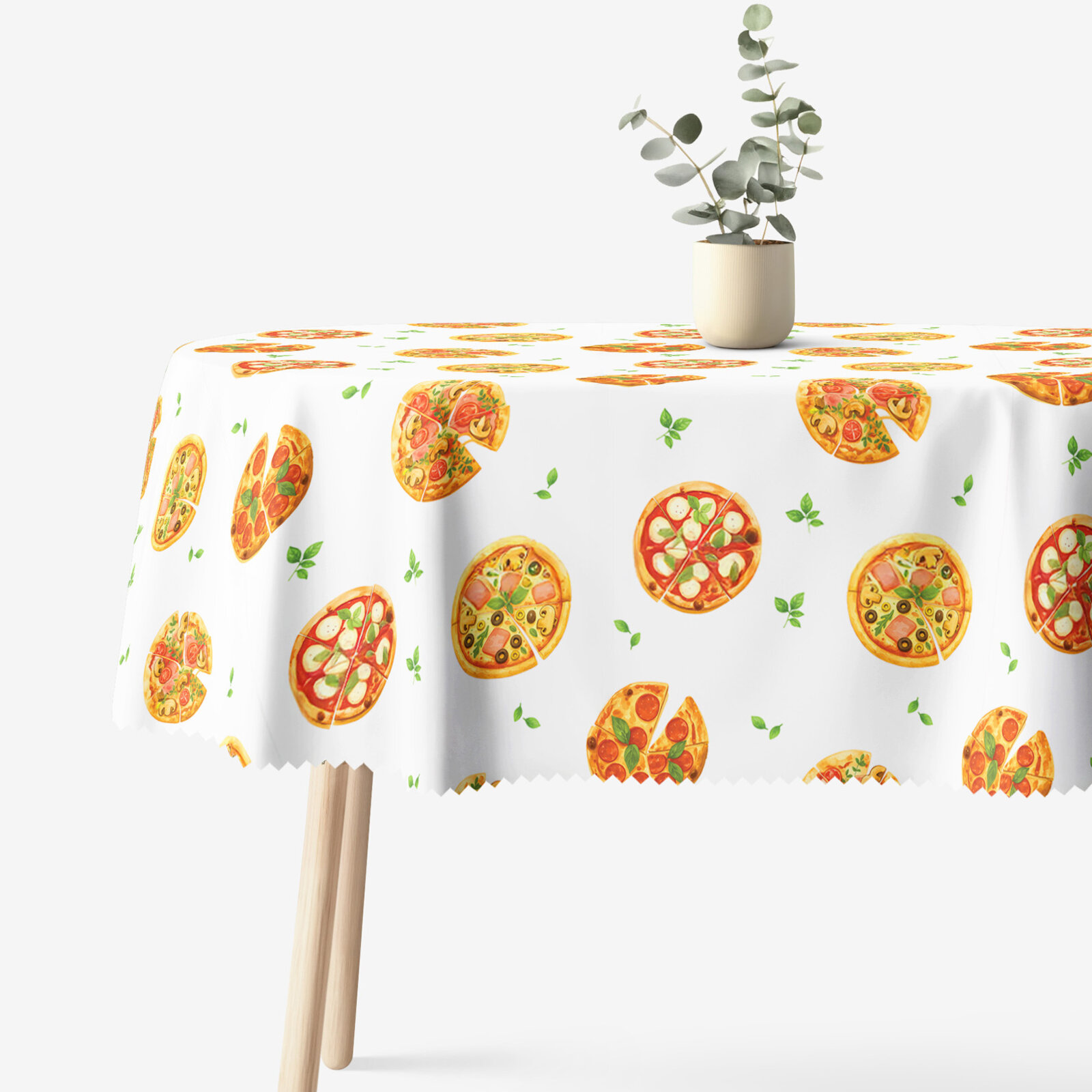 Ovale Tischdecke Teflon - köstliche Pizza