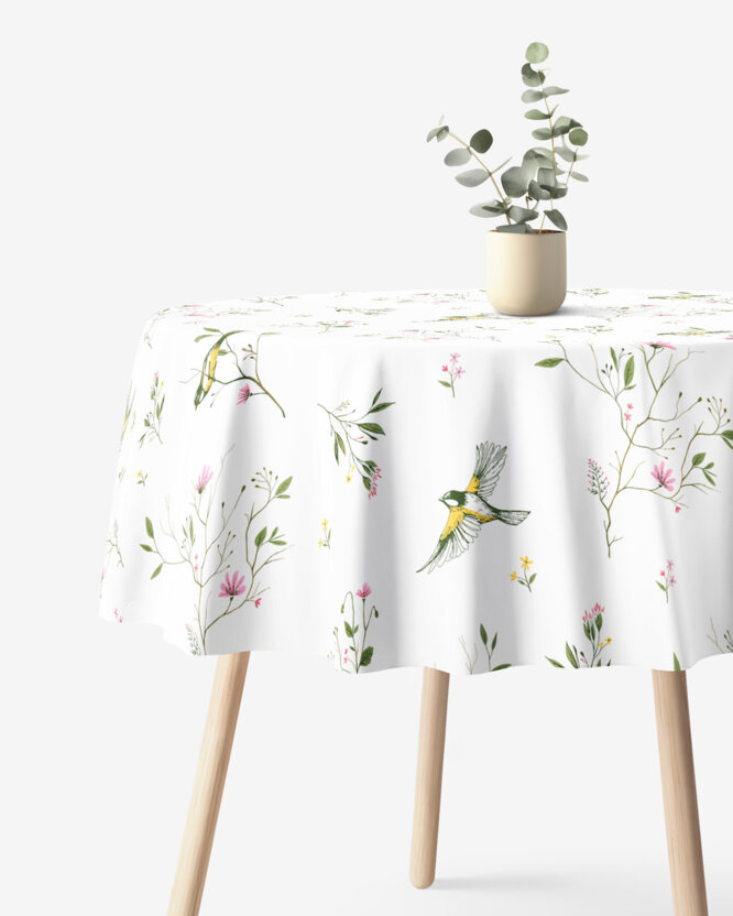 Runde Tischdecke 100% Baumwolle - Leben in der Natur
