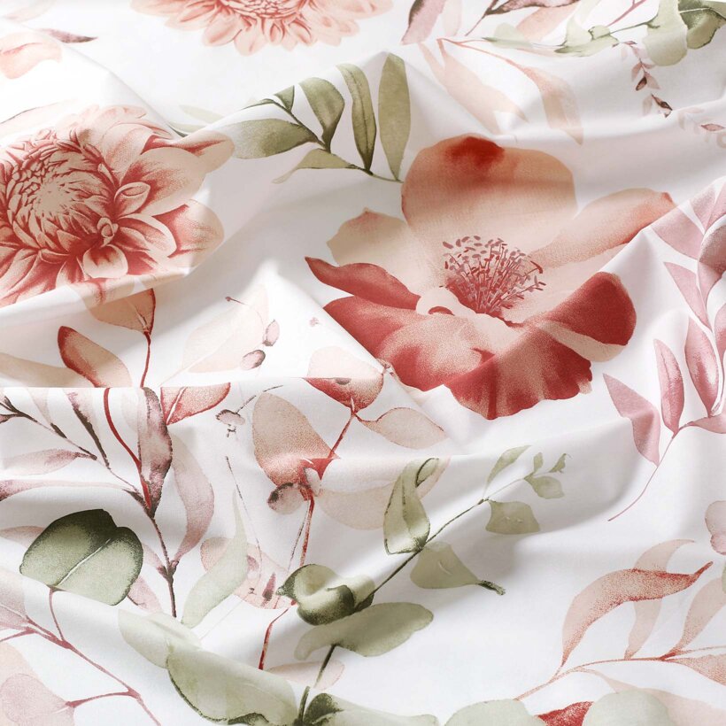 Runde Tischdecke 100% Baumwolle Deluxe - aquarelle Blumen