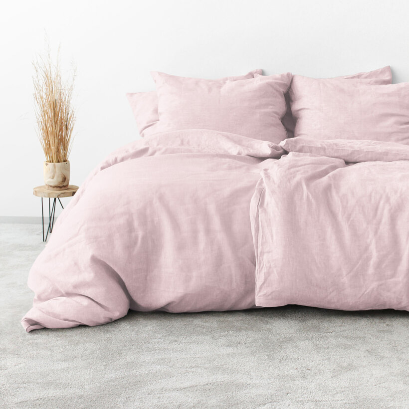 Bettwäsche aus Leinenmischung - puderrosa
