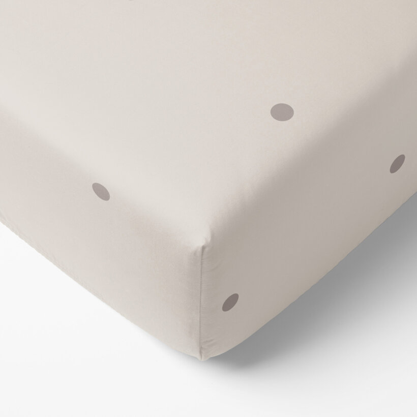 Spannbettlaken aus Baumwolle - Pünktchen auf Beige