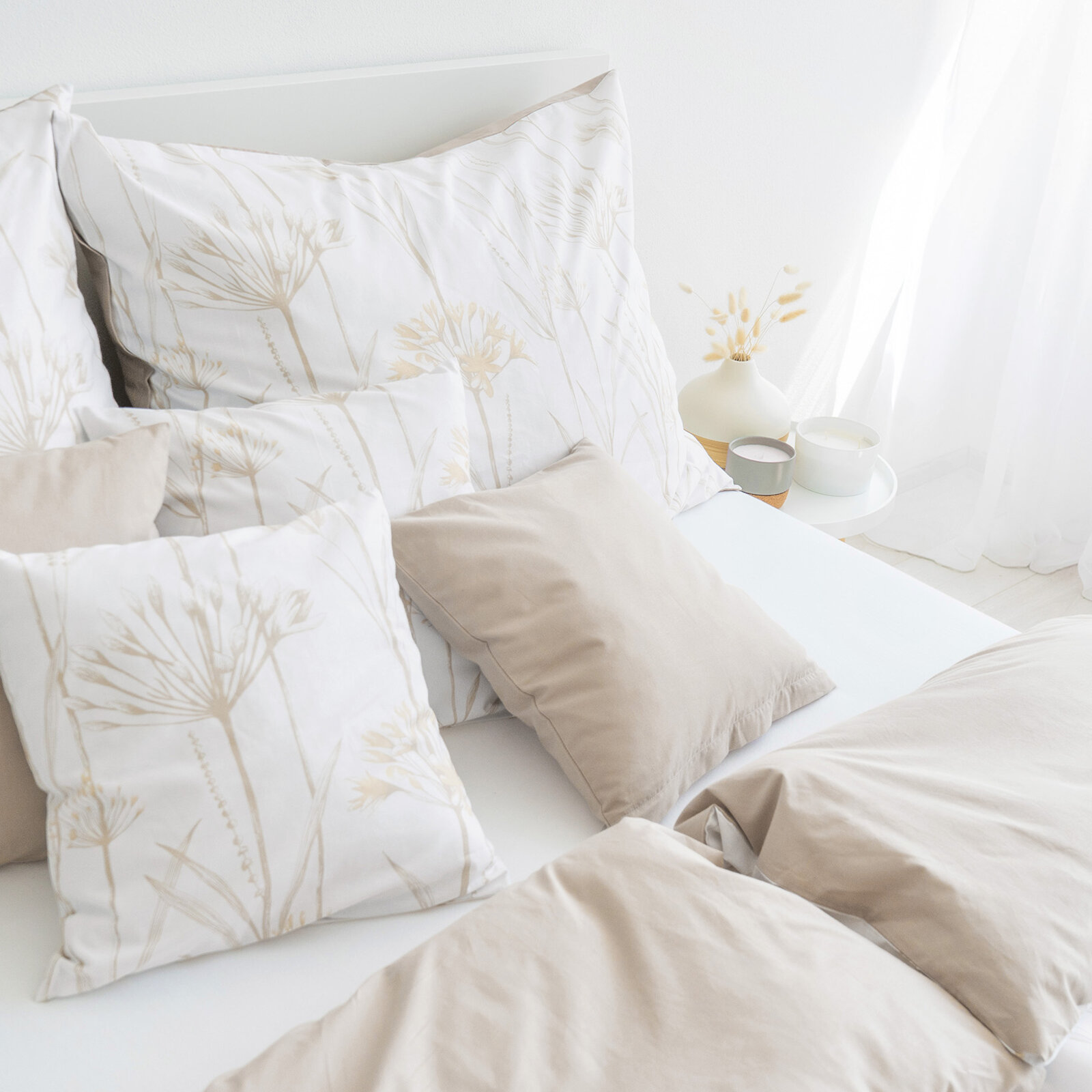 Bettwäsche aus Baumwolle Duo - Dekorpflanzen mit Latte