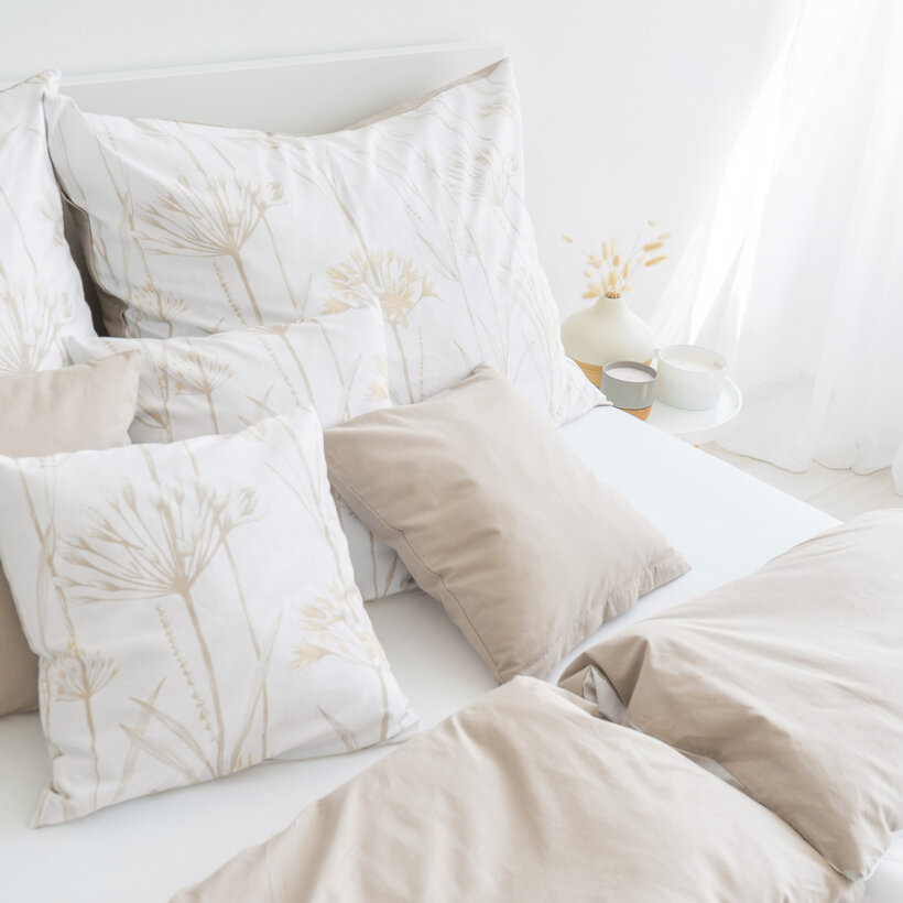 Bettwäsche aus Baumwolle Duo - Dekorpflanzen mit Latte