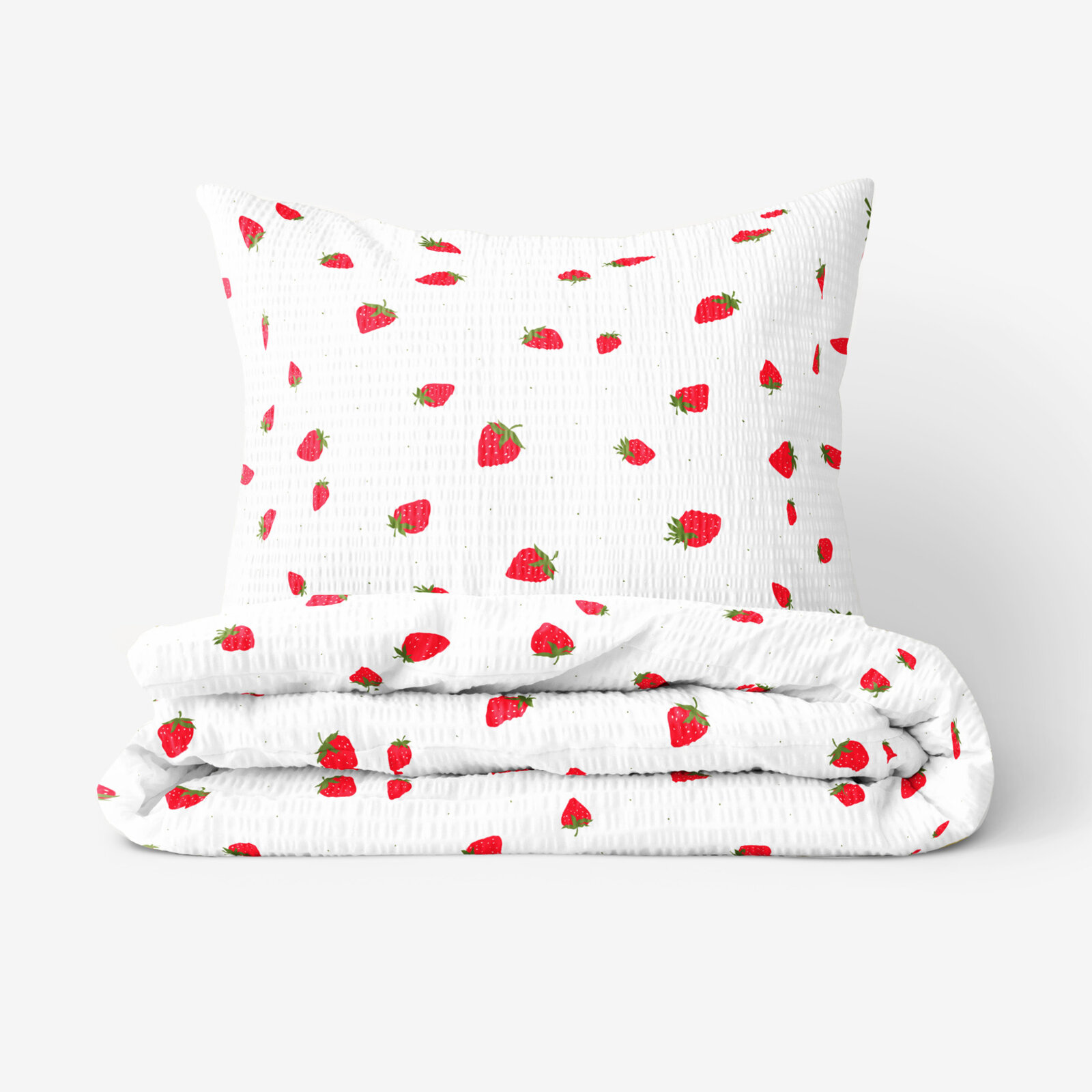 Seersucker Bettwäsche - Erdbeeren