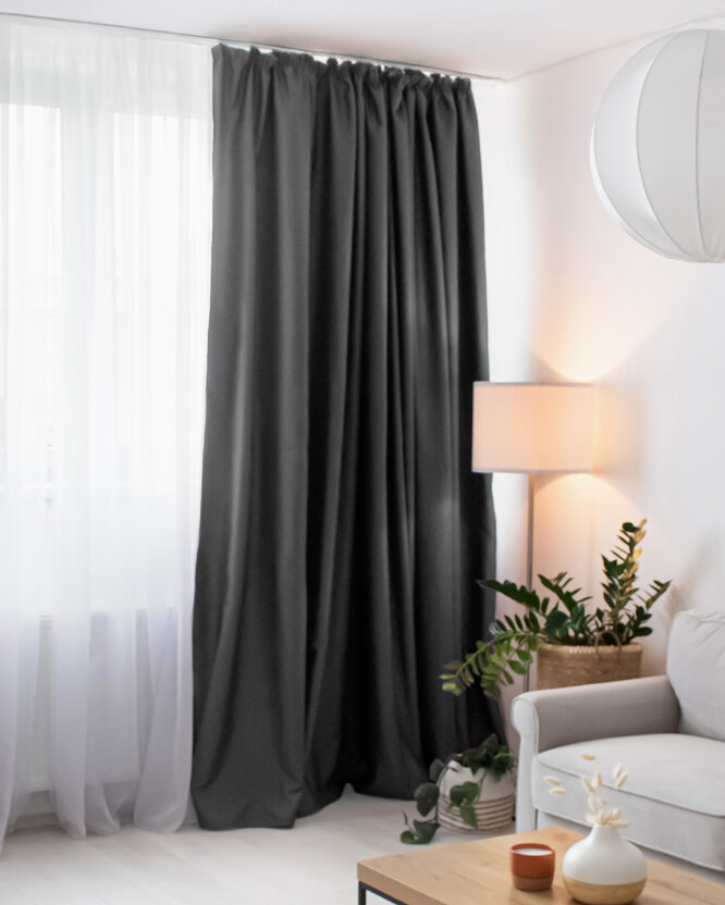 Blackout Verdunkelungsvorhang mit Satin-Glanz - dunkelgrau