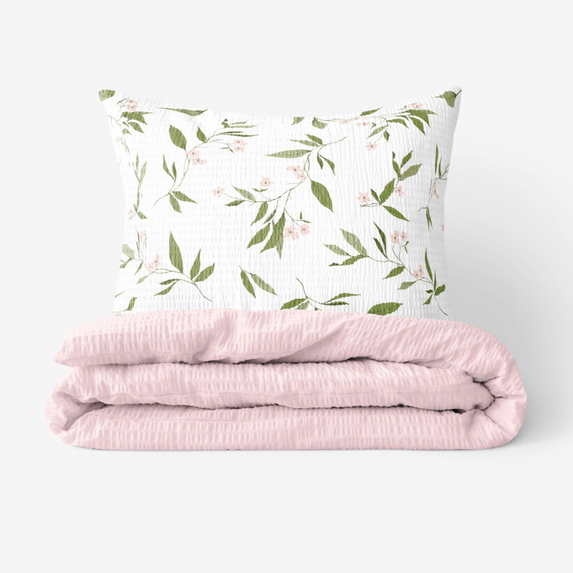 Seersucker Bettwäsche Duo - Duft nach Jasmin mit puderrosa