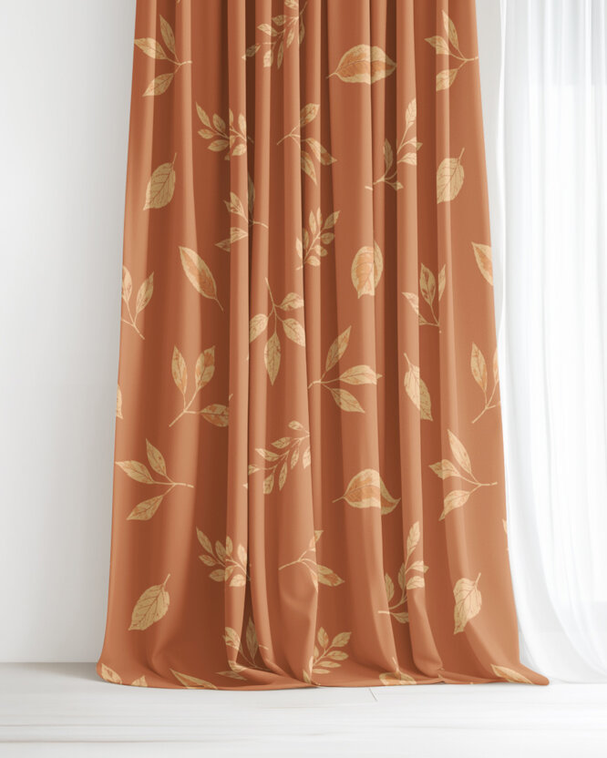 Vorhang aus Baumwolle - Orange Herbstblätter