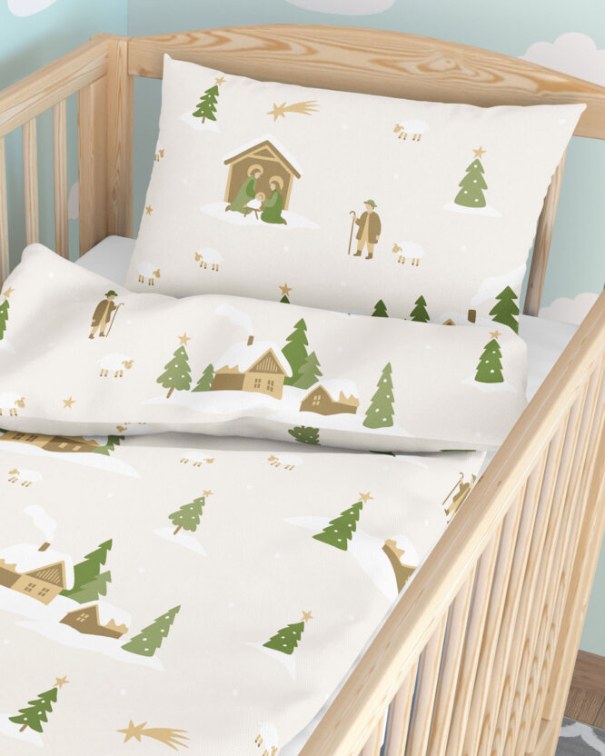 Weihnachtliche Bettwäsche für Babybetten aus Baumwolle - Weihnachtslieder